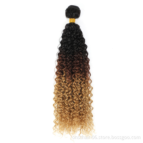 MYZYR Ombre Kinky Curly Hair Bundles Synthetic Hair Weaves 14"-26'' Bundles With Closure Hair Extensions